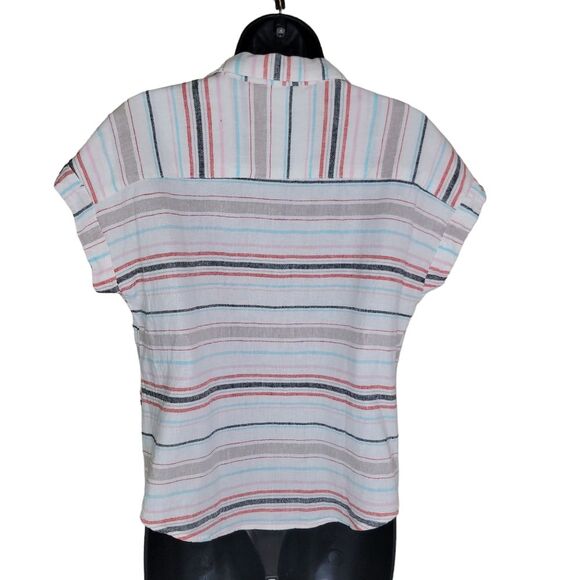 Weatherproof striped button-down Linen Blend Blouse top Size small - Picture 2 of 7